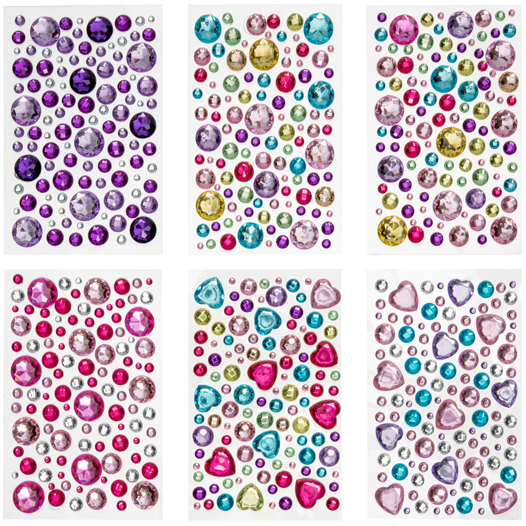 Mixed Color Sticker Self Adhesive Acrylic Crystal Rhinestone 1 Sheet/Set Craft  Jewels and Gems Sticker Set for Children