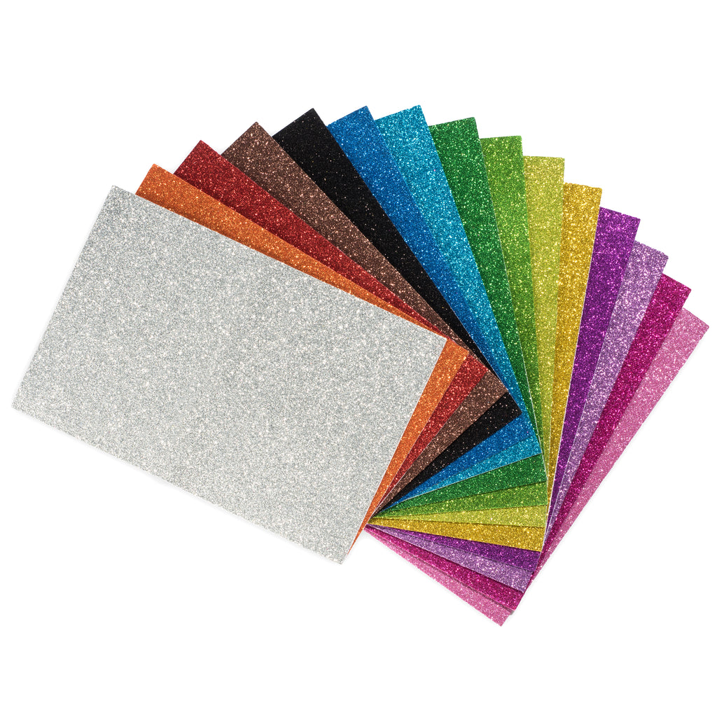 15 Pack Self Adhesive Glitter Foam Paper Sheets - 8x12 - 15 Colors -  Perfect for Holiday Card Crafts