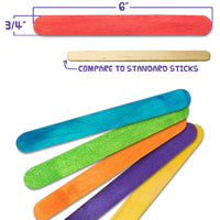 500 Pack Jumbo 6" Wooden Popsicle Sticks